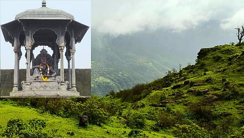 मेघडंबरी आणि विशालकाय धुक्यातील रायगड 