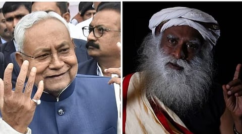 बिहारचे मुख्‍यमंत्री नितीश कुमार. दुसर्‍या छायाचित्रात सदगुरु जग्गी वासुदेव. ( संग्रहित छायाचित्र )