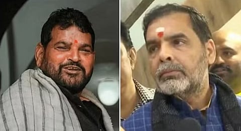 भाजपचे खासदार बृजभूषण शरण सिंह यांच्‍यासह भारतीय कुस्‍ती महासंघाचे निलंबित संजय सिंह बबलू.