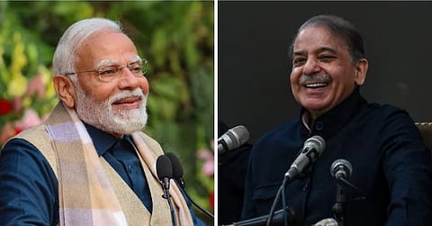 पंतप्रधान नरेंद्र माेदी. दुसर्‍या छायाचित्रात पाकिस्‍तानचे नूतन पंतप्रधान शेहबाज शरीफ.