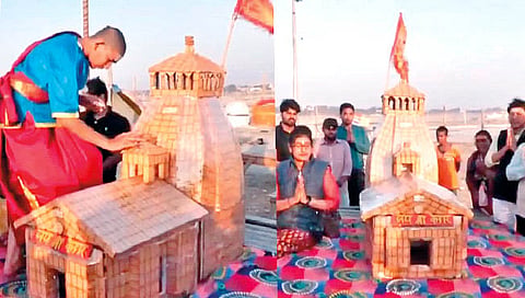 बिस्किटांपासून बनवली केदारनाथ मंदिराची प्रतिकृती