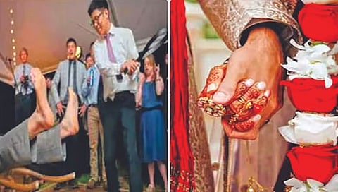 नवरदेवाला उलटे टांगून चपलेने मारण्याची परंपरा!