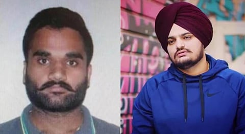 गँगस्टर गोल्डी ब्रार. दुसर्‍या छायाचित्रात पंजाबी गायक सिद्धू मूसेवाला.