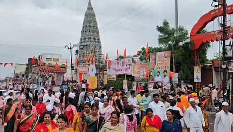 Crowd of devotees in small Pandharpur in Waluj Mahanagar 