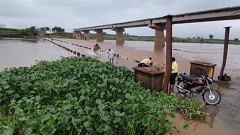 Water level of Panchganga river at Rajaram barrage at 37 feet