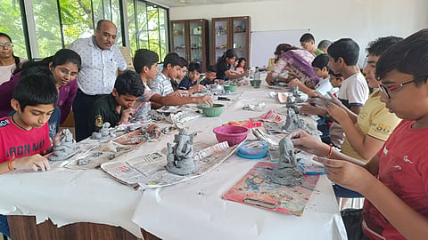 Little Ones engrossed in making an eco-friendly Ganpati