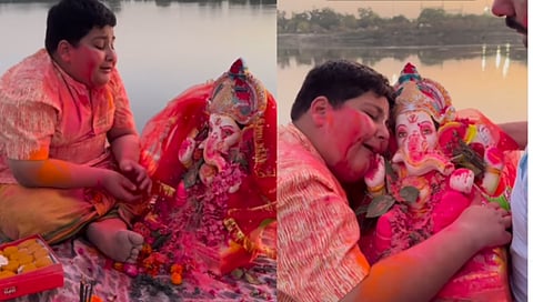 who is 9 year old abhinav arora crying in front of ganpati bappa idol during visarjan known as bal sant 