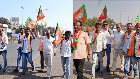 Sudhir  Mungantiwar supporters protest 