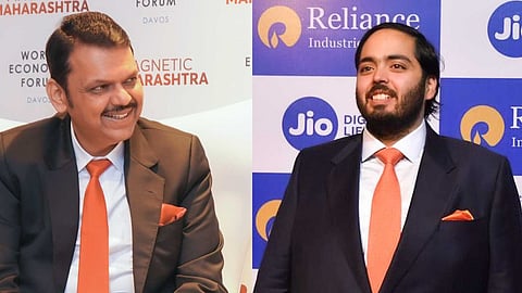 मुख्यमंत्री देवेंद्र फडणवीस व रिलायन्सचे अनंत अंबानी 
