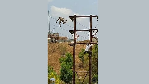 Man survives pole jump