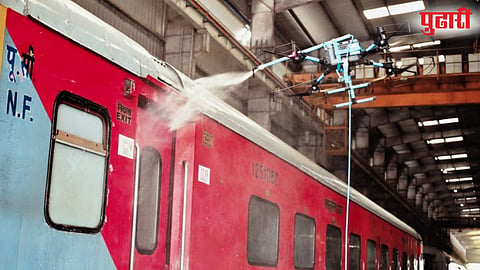Railway station drone cleaning 