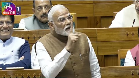 Prime Minister Narendra Modi speaks during the special discussion on Operation Sindoor in the  Lok Sabha