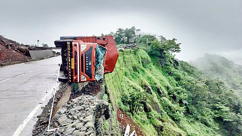 Tempo Overturns In Ghat