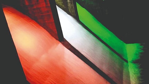 Tilari Dam Indian Flag Colours In Water 