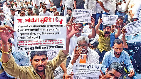 Cab drivers protest