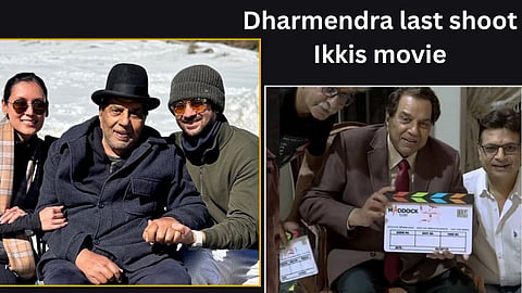 image of dharmendra and ikkis movie team 