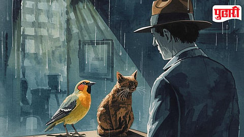 Lovebird And Cat