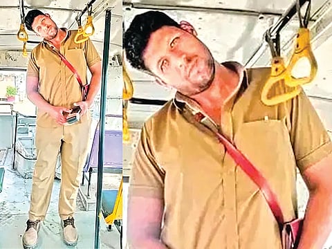 Tall bus conductor | 