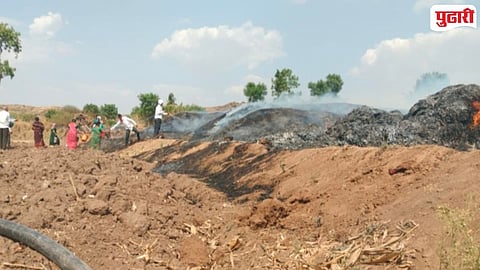 Naigavan  fodder burnt