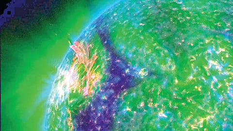 Solar explosion radio wave disruption  |