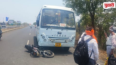 Degaon Shivar Private Bus Hits Bike 