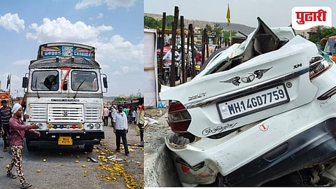 Parbhani Accident | औंढा नागनाथ ट्रकचे ब्रेक फेल झाल्याने भीषण अपघात : कार झाली चक्काचुर