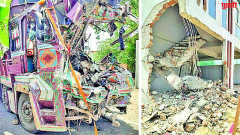 साजापूर चौकात ट्रक लॉजवर धडकला चालक ठार, तर क्लिनर गंभीर जखमी