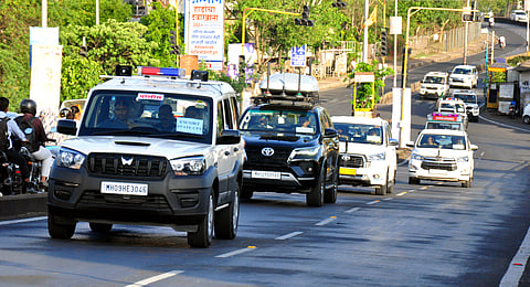कोल्हापूर : केंद्रीय गृहमंत्री अमित शहा यांच्या दौऱ्याच्या पार्श्वभूमीवर गुरुवारी पोलिस प्रशासनाने रंगीत तालीम घेतली. 