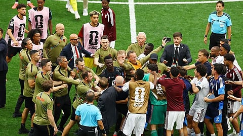 FIFA World Cup 2026 controversy Qatar vs Canada post-match fight

