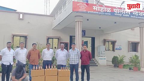 Solapur crime : मोहोळ तालुक्यात अवैध दारू विक्रीवर धाड; १.०१ लाखांची विदेशी दारू जप्त, दोघांवर गुन्हा