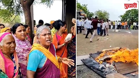 Latur News | शिवपूरमध्ये अवैध दारूविक्रीविरोधात नागरिकांचा उद्रेक; संतप्त जमावाने तोडफोड करुन धाबा पेटवला