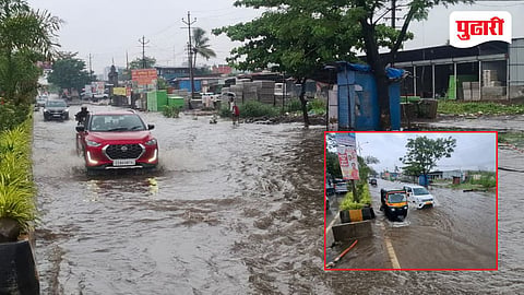 Thane road waterlogging : पहिल्याच पावसात एमआयडीसीचा भोंगळ कारभार उघडा