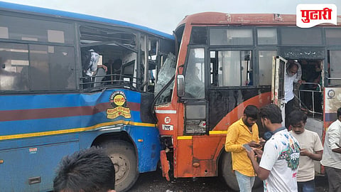 Jalana Accident news : अंबड-जालना रस्त्यावरील शहापुरजवळ दोन एसटी बसेसची समोरासमोर धडक; २५ ते ३० प्रवासी जखमी