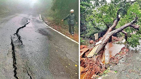Mahabaleshwar News: महाबळेश्वर–तापोळा रस्‍ता भेगाळला; ‘बांधकाम’च्या अधिकाऱ्यांकडून पाहणी 