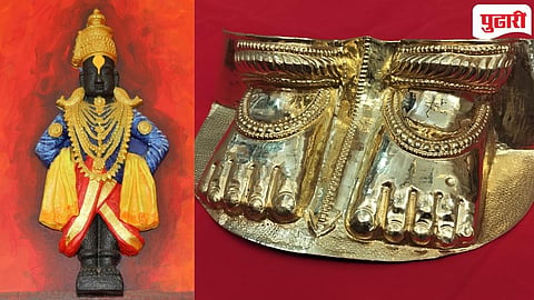 अज्ञात भाविकाने विठ्ठल चरणी दान केलेल्या सोन्याच्या पादूका 