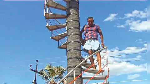 Son Builds Iron Staircase |