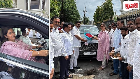 Pankja Munde | माधव निर्मळ यांच्या गाडीचे स्टेअरिंग मंत्री पंकजा मुंडे यांच्या हाती; राजकीय चर्चांना उधाण!