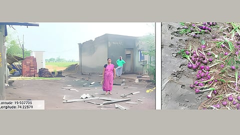 सिन्नर : तालुक्यात अवकाळी पावसाने घरांचे आणि पिकांचे झालेले नुकसान