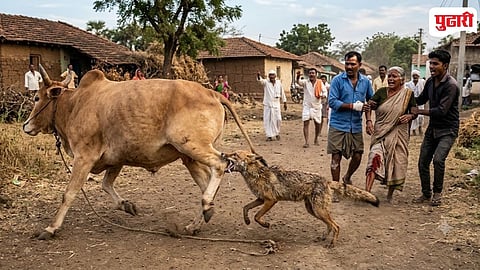 Bull Injured Fox Attack  Manwat 