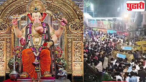 लालबागच्या राजाच्या दर्शनासाठी मध्यरात्रीही तुफान गर्दी; बॅरिकेड्स तुटले, पोलिसांची तारांबळ