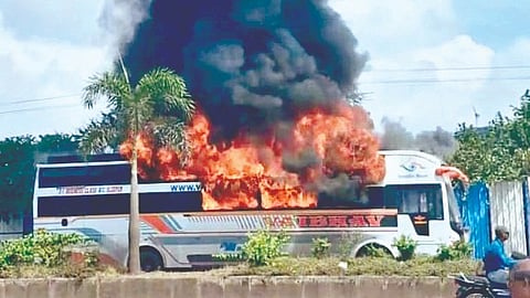 Travel Bus Fire Accident |