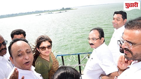 Buldhana Khadakpurna project :'तळ गाठलेल्या खडकपूर्णा प्रकल्पा'ची पालकमंत्री मकरंद पाटील यांनी केली पाहणी