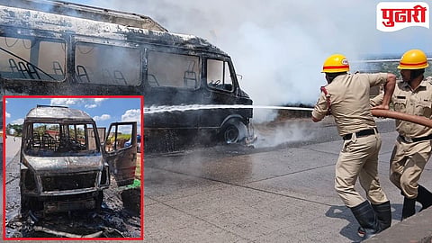 Nipani Accident : तवंदी घाटात थरार! मिनी बसला भीषण आग; गणपतीचे दर्शन घेऊन परतणारे इचलकरंजीतील १२ भाविक थोडक्यात बचावले