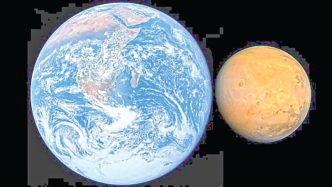 Earth and Mars |