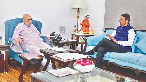 नवी दिल्ली : मुख्यमंत्री देवेंद्र फडणवीस यांनी बुधवारी केंद्रीय गृहमंत्री अमित शहा यांच्याशी महाराष्ट्रातील दुष्काळ निवारणासंदर्भात चर्चा केली.