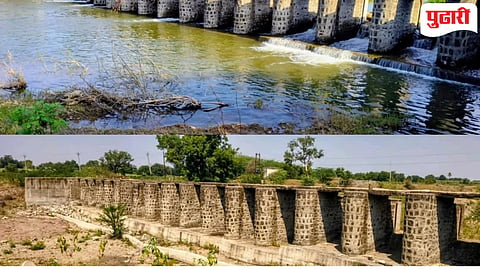 भद्रायणी नदी गेल्यावर्षी तुडूंब भरली होती, यंदा मात्र ती कोरडी ठाक पडली आहे.