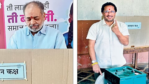 पन्हाळा : आ. विनय कोरे यांनी कोडोली येथे, तर  आ. चंद्रदीप नरके यांनी बाजार भोगाव येथील मतदान केंद्रावर मतदानाचा हक्क बजावला.