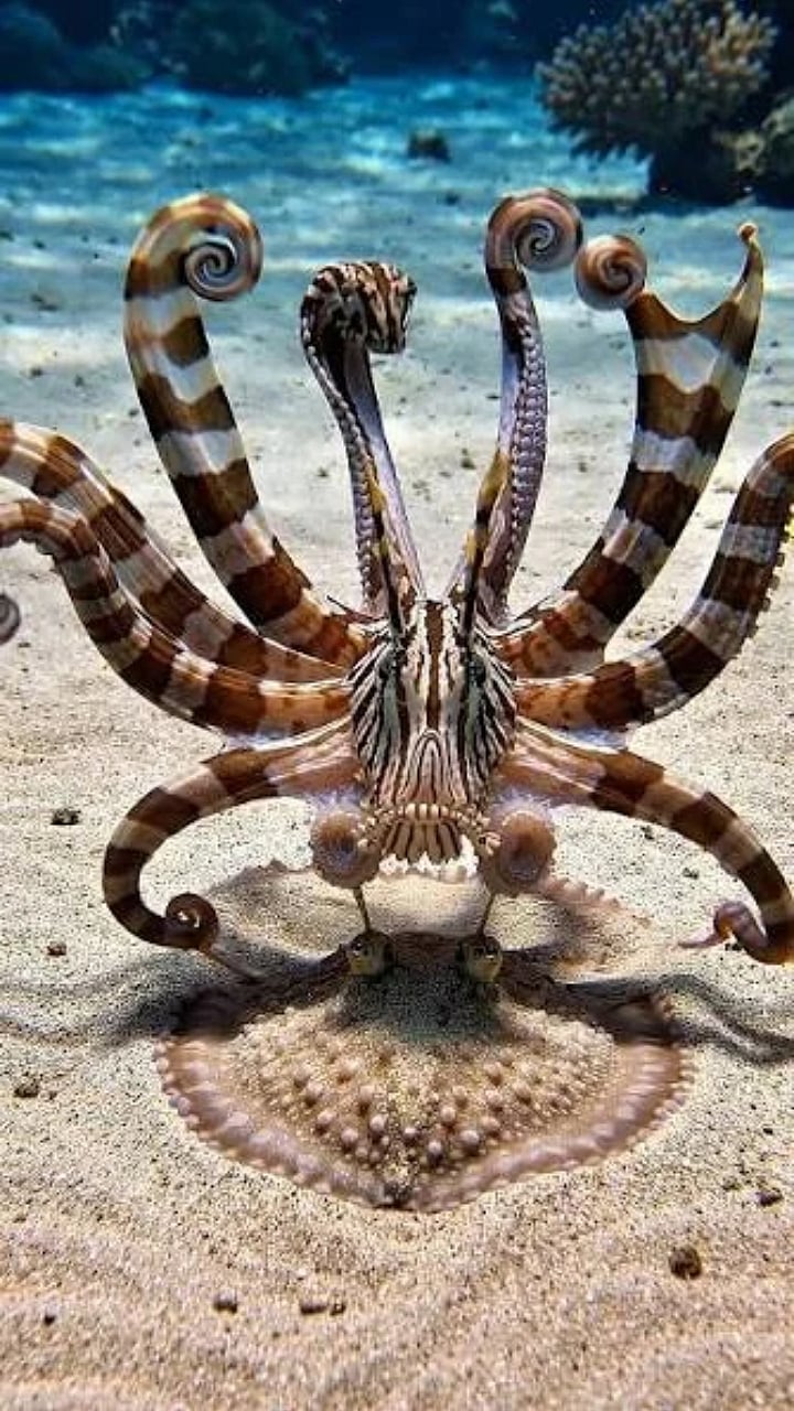 Mimic Octopus : असा ऑक्टोपस जो इतर सागरी प्राण्यांचे हुबेहुब सोंग घेतो!