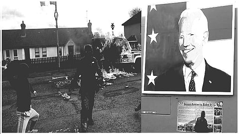 attack on police vehicle, Joe biden painting 