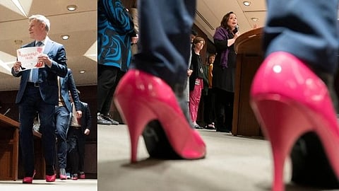 Mens wearing pink heels